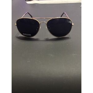 Pilot Aviator Sunglasses Gold Metal Frame Double Bridge Black Dark Lens UV400